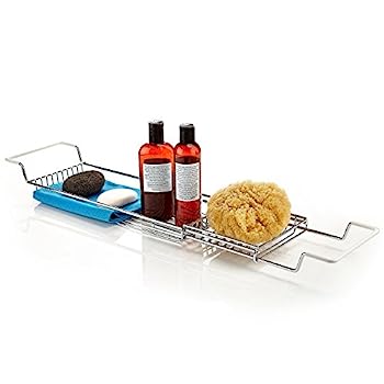 【中古】【輸入品・未使用】Home Intuition ステンレススチール 拡張可能 シャワー バスタブトレイ 爪足の上 浴槽 キャディ