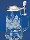 【中古】【輸入品・未使用】JAMES MEGER GLASS BALD EAGLE STEIN, Etched German Glass Beer Stein w/Pewter Lid, Made in Germany(4)