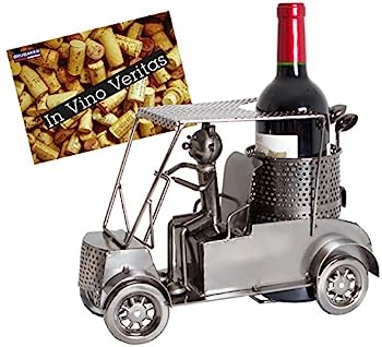 BRUBAKER Wine Bottle Holder Statue"Golfer In A Golf Cart" Sculptures and Figurines Decor & Vintage Wine Racks and Stands Gifts Decorati