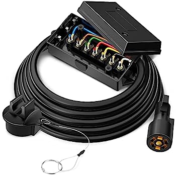 【中古】【輸入品・未使用】MICTUNING 高耐久 7ウェイ プラグライン トレーラーコード 7ギャングジャンクションボックス付き 8フィート 防水