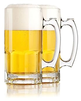 【中古】【輸入品・未使用】Hikari One Liter German Style Extra Large Glass Beer Stein Super Mug, 34 Ounce (2 Pack)