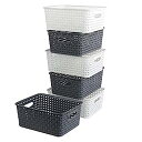 【中古】【輸入品・未使用】Tstorage プラスチック ホワイトとグレー 小さな収納バスケット キッチン バスルーム オフィス 6個パック