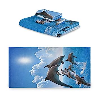 【中古】【輸入品・未使用】Nander ソフトコットンタオル3点セット エコフレンドリー バスタオル1枚 ハンドタオル1枚 洗面タオル1枚 ジャンピングドルフィ...