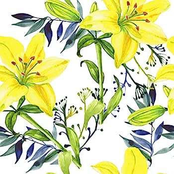 【中古】【輸入品・未使用】Yullpaper 花柄壁紙 剥がして貼るだけ 黄色いユリの花 壁紙 取り外し可能 ボタニカルリーフ 壁紙 壁 キャビネット 引き出し 寝室 接着剤付き ビ