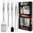 【中古】【輸入品・未使用】Tipsee Chef BBQツールセット - 4ピースグリルセット - バーベキューグリルアクセサリー: ボトルオープナー内蔵と鋸歯...