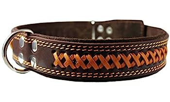 šۡ͢ʡ̤ѡHigh Quality Genuine Leather Braided Dog Collar, Brown 1.6 Wide. Fits 19-24 Neck. by Dogs My Love