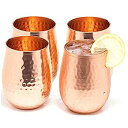 【中古】【輸入品 未使用】Copper wine glasses set of 4-470ml gleaming 100 solid hammered copper stemless wine tumbler a the ideal present set for men and women