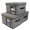 【中古】【輸入品・未使用】Tuokor 布製収納容器 蓋付き ハンドル2つ 透明窓付き 16 x 12 x 10インチ (長さx幅x高さ) 洗濯可能 折り畳み式...
