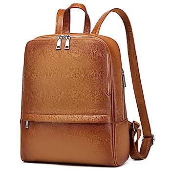 yÁzyAiEgpzWomen Genuine Leather Backpack Purse Casual Fashion Travel Bag (Brown.)