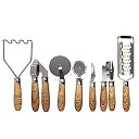 【中古】【輸入品・未使用】Rae Dunn Everyday Collection キッチンガジェット7点セット 木製&ステンレススチール 木製ハンドル付き キ...