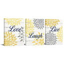【中古】【輸入品・未使用】RnnJoile 素朴な花柄キャンバス壁アート装飾 イエローダリアの花 Live Love Laugh 絵画 モダンな農家 キャビン ...