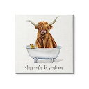 【中古】【輸入品・未使用】Stupell Industries Highland Cattle Bathtub Stay Calm Soak On Phrase...