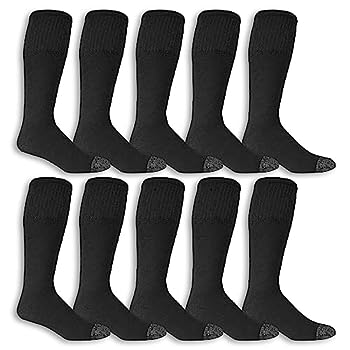 【中古】【輸入品・未使用】Fruit of the Loom Men's 10 Pack Everyday Work Crew Socks, Black , Shoe Size: 6-12 (Sock Size: 10-13)