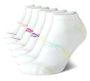 【中古】【輸入品 未使用】Reebok Girls 039 Cushioned Comfort Athletic Performance No-Show Ankle Low Cut Socks (6 Pack), Size L/Shoe Size: 4-10, White Asst
