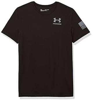 yÁzyAiEgpzUnder Armour Boys' New Freedom Flag TShirt , Black (001)/Steel , Youth Large