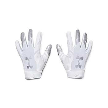 yÁzyAiEgpzUnder Armour Boys' F8 Football Gloves , White (100)/Metallic Silver , Youth Medium