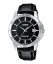 【中古】【輸入品・未使用】Casio MTP-V004L-1A Men's Stainless Steel Leather Band Black Dial Date Watch