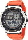 【中古】【輸入品 未使用】Casio AE1000W-4BV Men 039 s Orange Resin Band 5 Alarms Chronograph World Time Watch