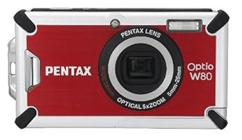 【中古】【良い】PENTAX 防水デジタルカメラ OPTIO (オプティオ) W80 カーディナルレッド 1200万画素 光学5倍ズーム OPTIOW80CR