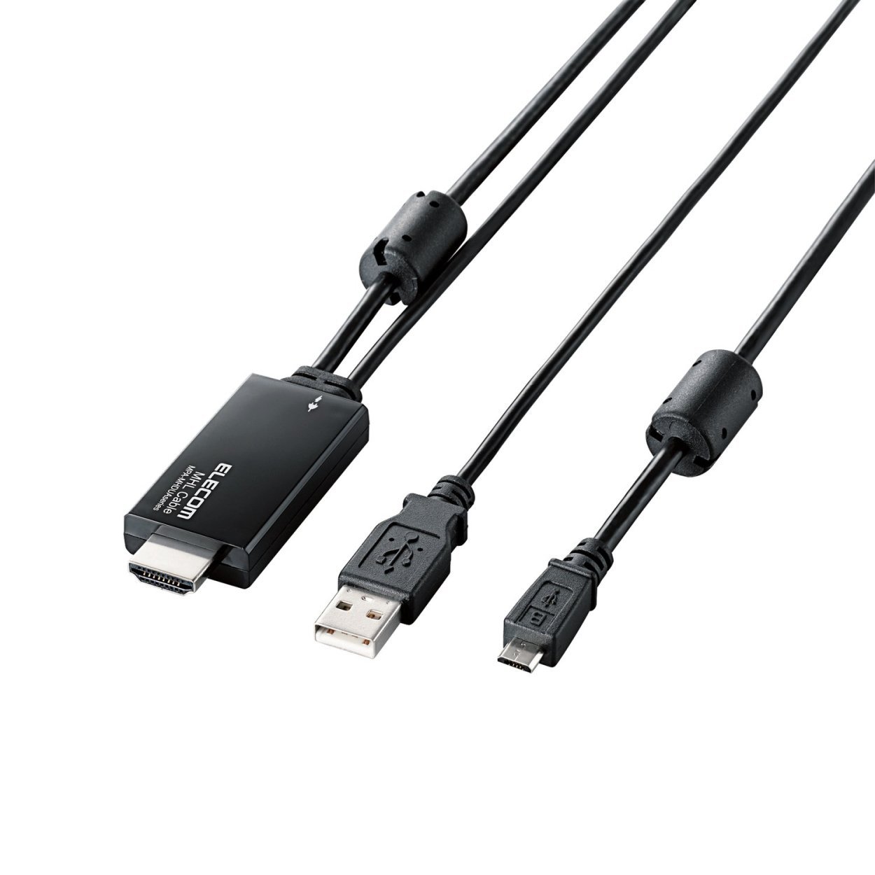 ELECOM MHL変換ケーブル USBmicroB-HDMI typeA USBケーブル付 2m ブラック MPA-MHDUA20BK