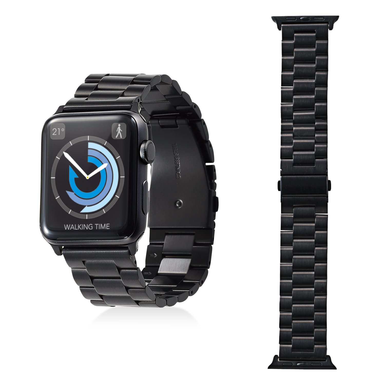 【中古】【非常に良い】エレコム Apple Watch バンド 42mm ステンレス バンド調整工具付き ブラック AW..