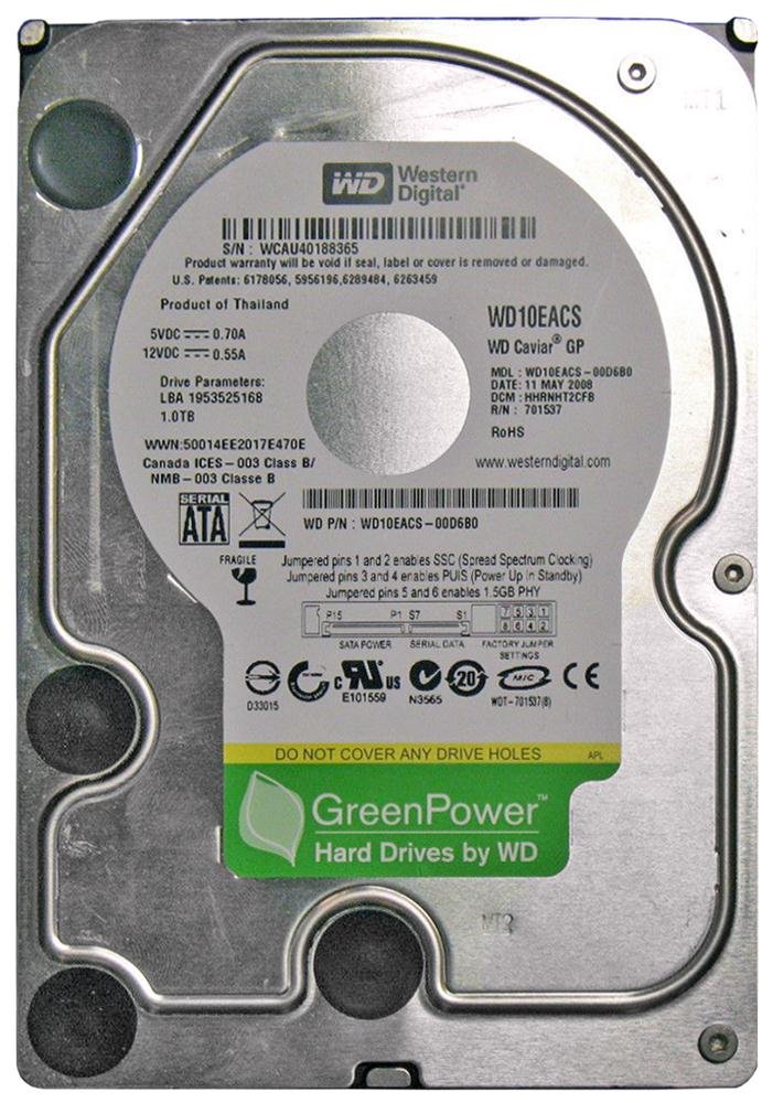 【中古】【非常に良い】wd10eacs Western Digital 1tb 7200rpm 16 MBバッファシリアルATA II / 300 3。