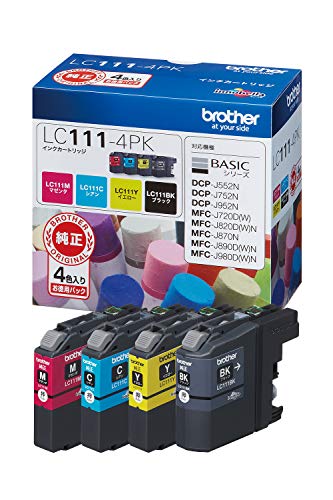 【中古】【非常に良い】ブラザー工業 【brother純正】インクカートリッジ4色パック LC111-4PK 対応型番:MFC-J877N、MFC-J727D/DW、DCP-J957N、DCP-J557N 他