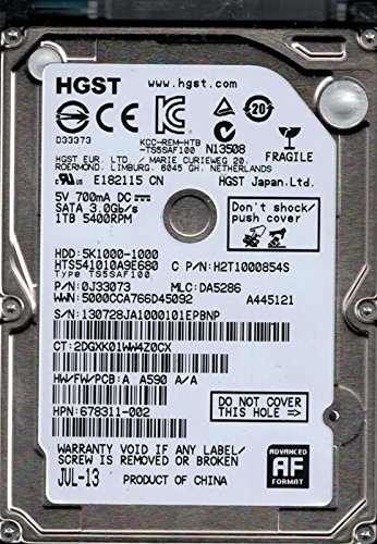 【中古】【非常に良い】hts541010 a9e680 P/N : 0j33073 MLC : da5286 HGST 1tb