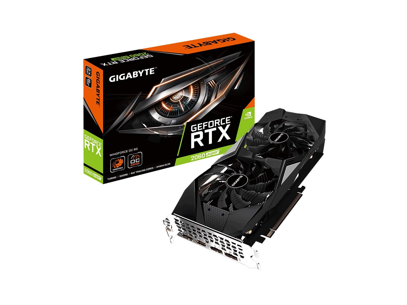 ATI Technologies - 【中古】【非常に良い】GIGABYTE Gv-N2060OC-6GD GeForce RTX 2060 OC GG グラフィックカード Windforceファン2個 6GB 192ビット GDDR6 REV2.0 ビデオ