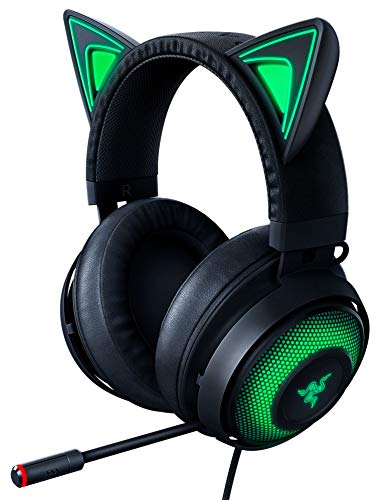 【中古】【非常に良い】Razer Kraken Kitty Black ゲーミングヘッドセット USB THX7.1 ネコミミ Chroma ノイズキャンセリングマイク 冷却ジェルパッド PC PS4 PS5 Switc