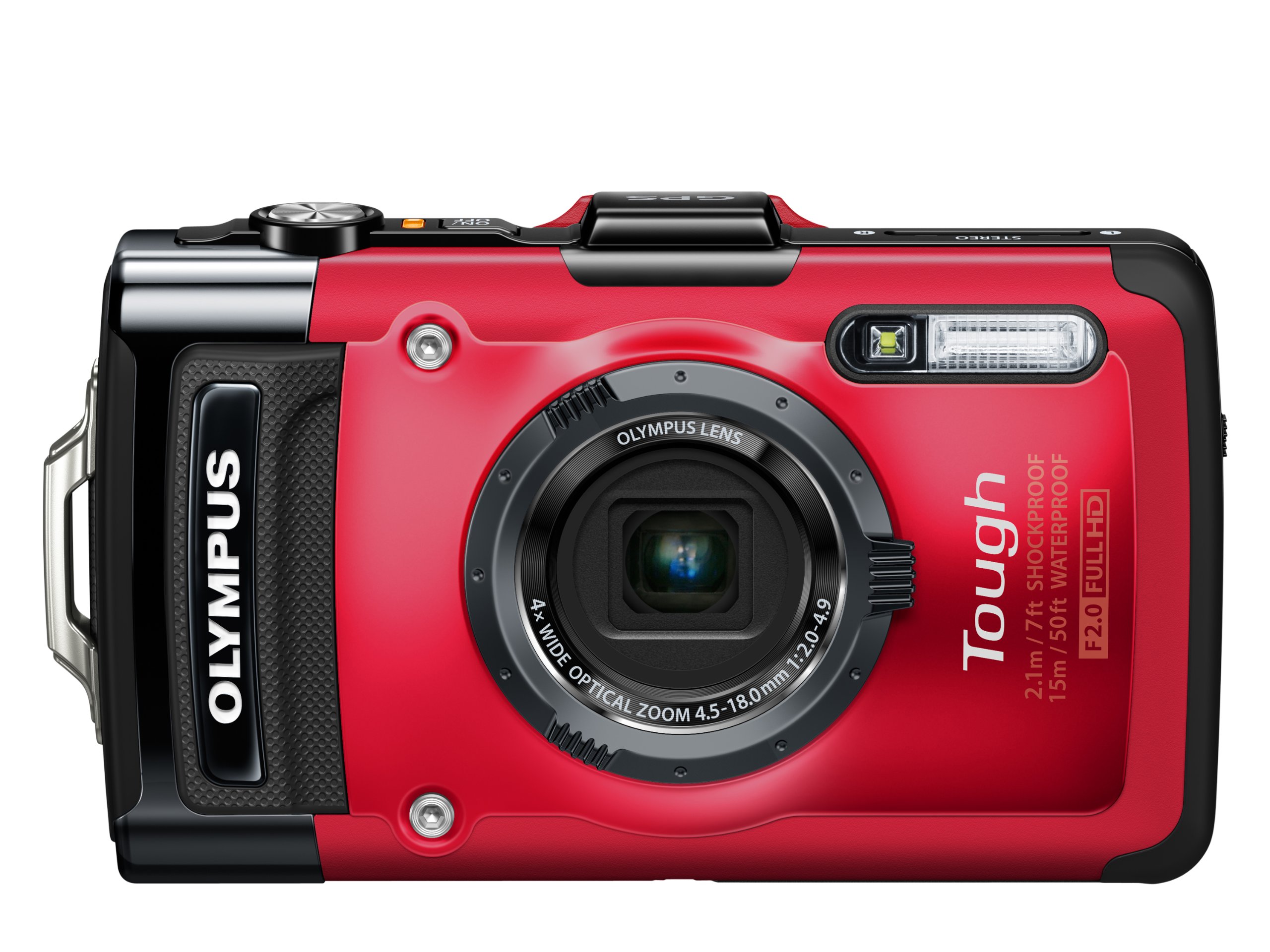 【中古】【非常に良い】OLYMPUS デジタルカメラ STYLUS TG-3 Tough レッド 1600万画素CMOS F2.0 15m防..