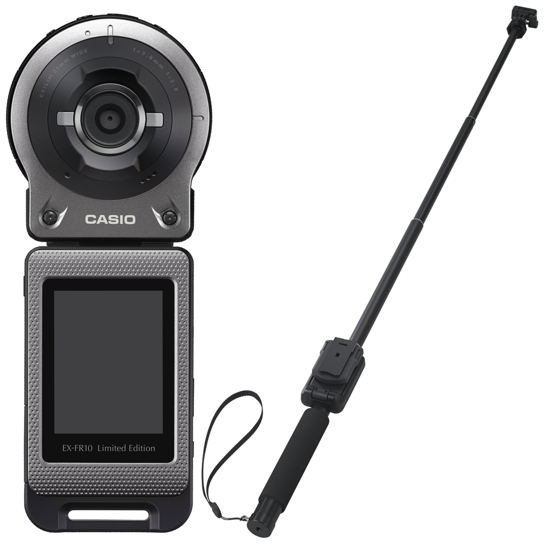 楽天スカイマーケットプラス【中古】【非常に良い】CASIO EXILIM 限定モデル EX-FR10GYSET マルチアングルスティックセット 14.1M画素 カメラ部/コントロール部分離 フリースタイルカメラ 限定カラー