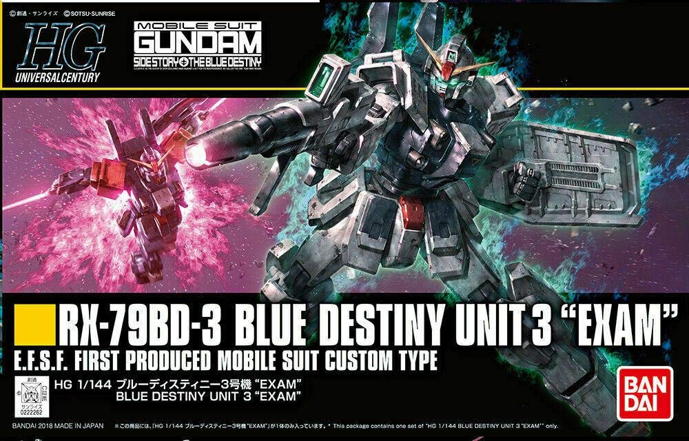 【メーカー名】BANDAI SPIRITS(バンダイ スピリッツ)【メーカー型番】【ブランド名】BANDAI SPIRITS(バンダイ スピリッツ)【商品説明】HGUC 機動戦士ガンダム外伝戦慄のブルー ブルーディスティニー ブルーディスティニー3号機EXAM 1/144スケール 色分け済みプラモデル・画像はイメージ写真ですので付属品など画像の通りではないこともございます。　付属品については商品タイトルに記載がない場合がありますので、　ご不明な場合はメッセージにてお問い合わせください。・当店ではレコード盤には商品タイトルに［レコード］と表記しております。　表記がない物はすべてCDですのでご注意ください。・当店では初期不良に限り、商品到着から7日間は返品を 受付けております。　お問い合わせ・メールにて不具合詳細をご連絡ください。・他モールとの併売品の為、完売の際はキャンセルご連絡させて頂きます。・中古品の商品タイトルに「限定」「初回」「保証」「DLコード」などの表記がありましても、　特典・付属品・帯・保証等は付いておりません。・電子辞書、コンパクトオーディオプレーヤー等のイヤホンは写真にありましても　衛生上、基本お付けしておりません。※未使用品は除く・品名に【import】【輸入】【北米】【海外】等の国内商品でないと把握できる表記商品について　国内のDVDプレイヤー、ゲーム機で稼働しない場合がございます。予めご了承の上、購入ください。・掲載と付属品が異なる場合は確認のご連絡をさせて頂きます。ご注文からお届けまで1、ご注文⇒ご注文は24時間受け付けております。2、注文確認⇒ご注文後、当店から注文確認メールを送信します。3、お届けまで3〜10営業日程度とお考えください。4、入金確認⇒前払い決済をご選択の場合、ご入金確認後、配送手配を致します。5、出荷⇒配送準備が整い次第、出荷致します。配送業者、追跡番号等の詳細をメール送信致します。6、到着⇒出荷後、1〜3日後に商品が到着します。　※離島、北海道、九州、沖縄は遅れる場合がございます。予めご了承下さい。・お電話でのお問合せは少人数で運営の為受け付けておりませんので、お問い合わせ・メールにてお願い致します。★お客様都合によるご注文後のキャンセル・返品は　お受けしておりませんのでご了承ください。