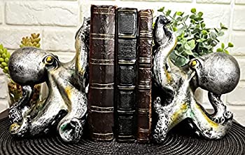 【中古】【輸入品・未使用】Ebros Nautical Coastal Sea Monster Octopus Bookends Set Statue In Fade..