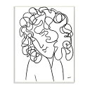 【中古】【輸入品・未使用】Stupell Industries Minimal Female Linework ポートレート カーリーヘア ディテール ウッドア...