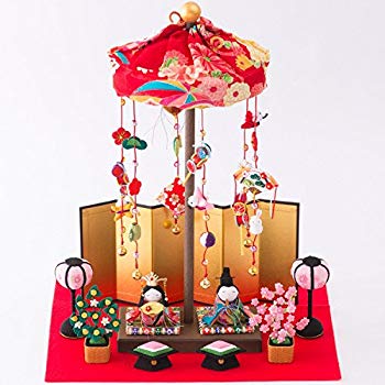 【中古】リュウコドウ 雛人形 卓上吊るし輪かざり わらべ雛 間口30cm x奥行25cm x 高さ37cm tf8su2k