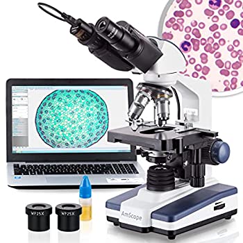 【中古】【非常に良い】AmScope 3Dステージ+ USBカメラと40X-2500X LEDデジタ
