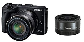 【中古】【非常に良い】Canon ミラーレス一眼カメラ EOS M3 ダブルレンズキット(ブラック) EF-M18-55mm F3.5-5.6 IS STM EF-M22mm F2 STM 付属 EOSM3BK-WLK qqffhab