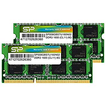 【中古】【非常に良い】シリコンパワー ノートPC用メモリ DDR3 1600 PC3-12800 8GB×2枚 204Pin Mac 対応 永久保証 SP016GBSTU160N22 i8my1cf