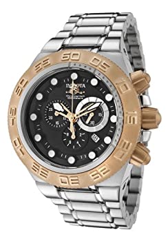 yÁz[CrN^]Invicta rv 1529 Subaqua Chronograph Black Dial 18K Rose Gold Plated SS Bezel SS Y [sAi]