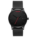 yÁzrvY MVMT Watches Black Face with Black Leather Strap Men's Watch [sAi]