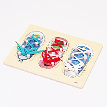 【中古】(未使用・未開封品)【MONTE Kids】モンテッソーリ教具 -- 靴ひも結び　パズル付き -- Montessori 知育玩具教具 幼児早期教育 モンテキッズ 本格教材 算数 おもちゃ