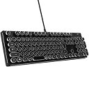 【中古】【非常に良い】HKW タイプライター風メカニカルキーボード 青軸 JIS規格 109キー USB有線 日本語キーボード (シルバー)