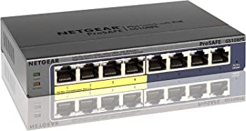 【中古】NETGEAR 卓上型コンパクト アンマネージプラス スイッチングハブ GS108PE ギガビット8ポート (PoE 4ポート 53W) 日本語GUI 省電力