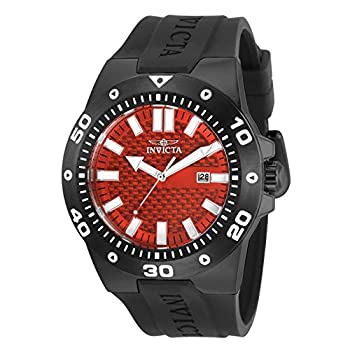 yÁz(gpEJi)Invicta 30963 Men's Pro Diver Red Dial Black Rubber Strap Watch