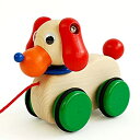 【中古】(未使用・未開封品)「日本製木のおもちゃ」プルトイ*ふりふりワンちゃん