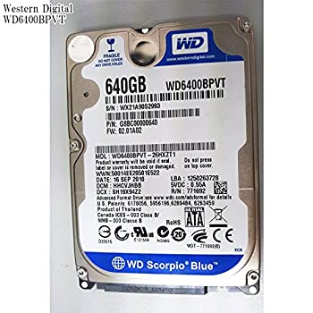【中古】【非常に良い】WESTERN DIGITAL 2.5インチ内蔵HDD 640GB Serial-ATA 5400rpm 8MB WD6400BPVT-R