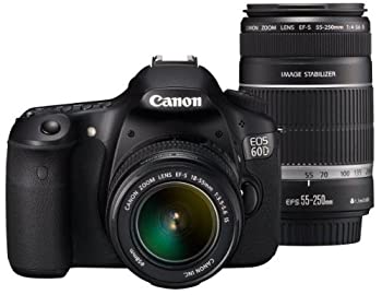 【中古】【非常に良い】Canon デジタル一眼レフカメラ EOS 60D ダブルズームキット EF-S18-55mm/EF-S55-250mm付属 EOS60D-WKIT