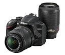 【中古】(未使用・未開封品)Nikon デジタル一眼レフカメラ D3200 200mmダブルズームキット 18-55mm/55-200mm付属 ブラック D32...
