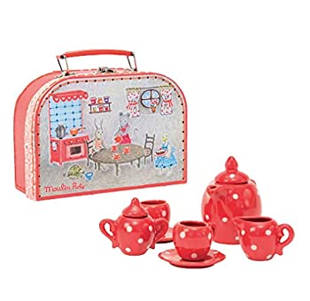 【中古】【非常に良い】Moulin Roty Red Ceramic Tea Set